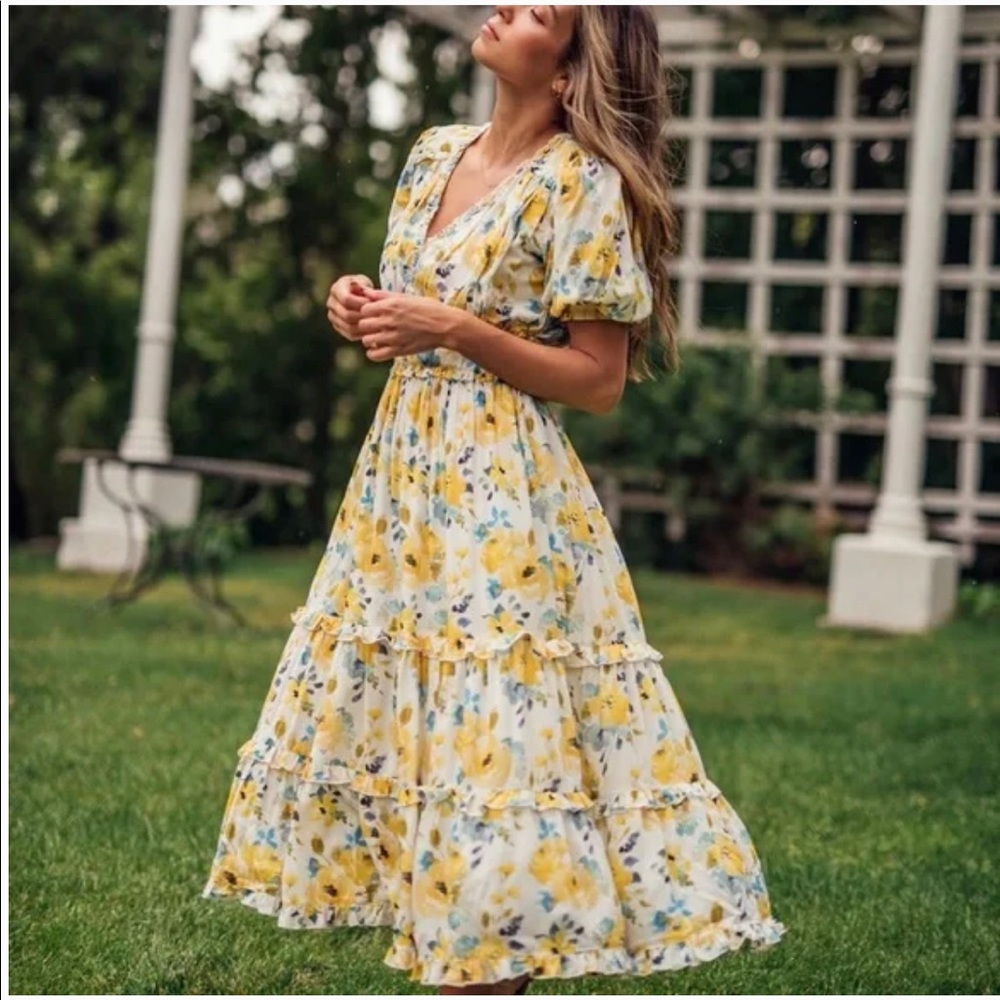NWT Jessakae Queens Croquet Floral Puff Sleeve Dress